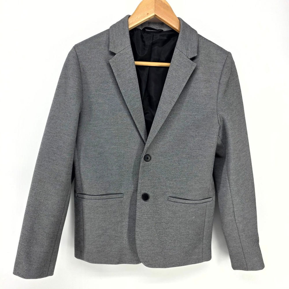 Zara Blazer Boys 13-14 Gray Micro Pattern Two Button Formal Jacket 164cm